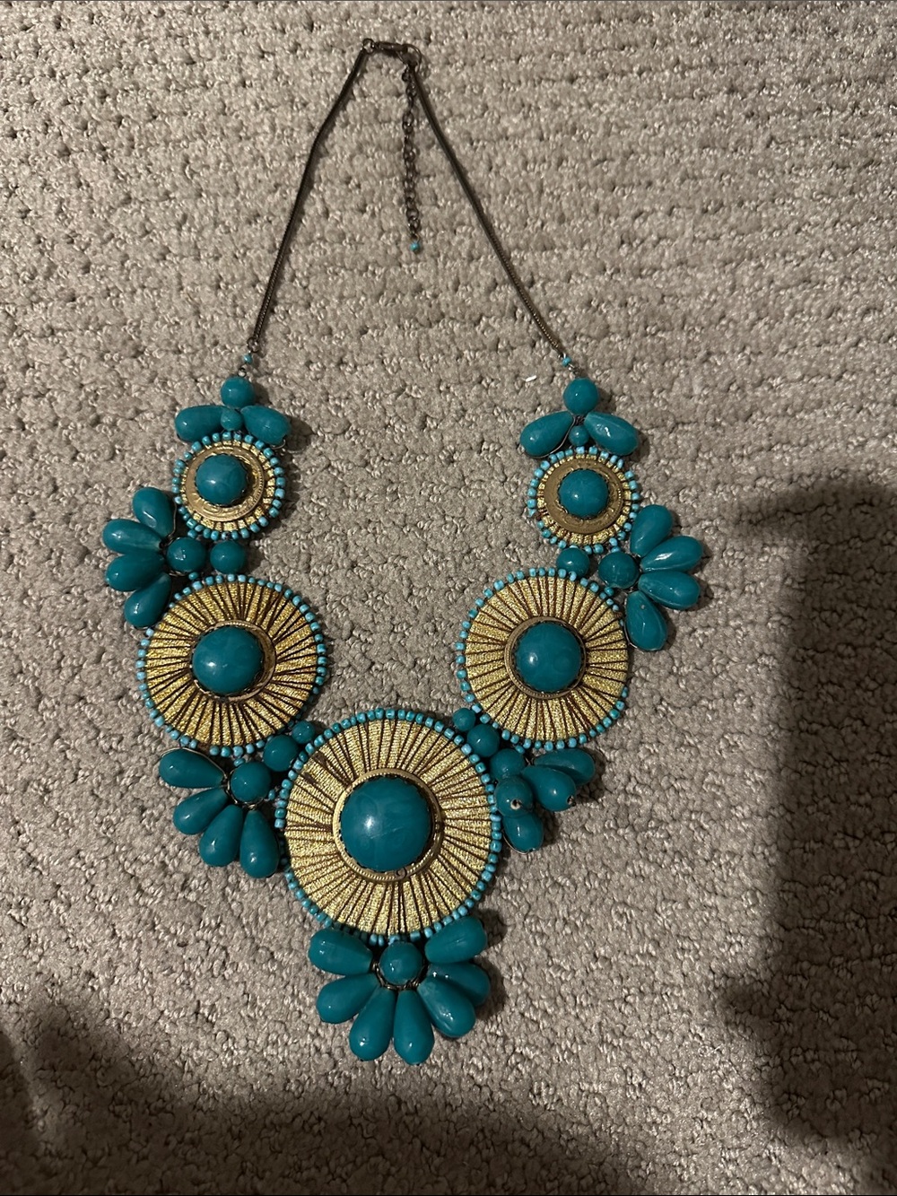 Guess by Marciano Turquoise & Gold Statement Necklace